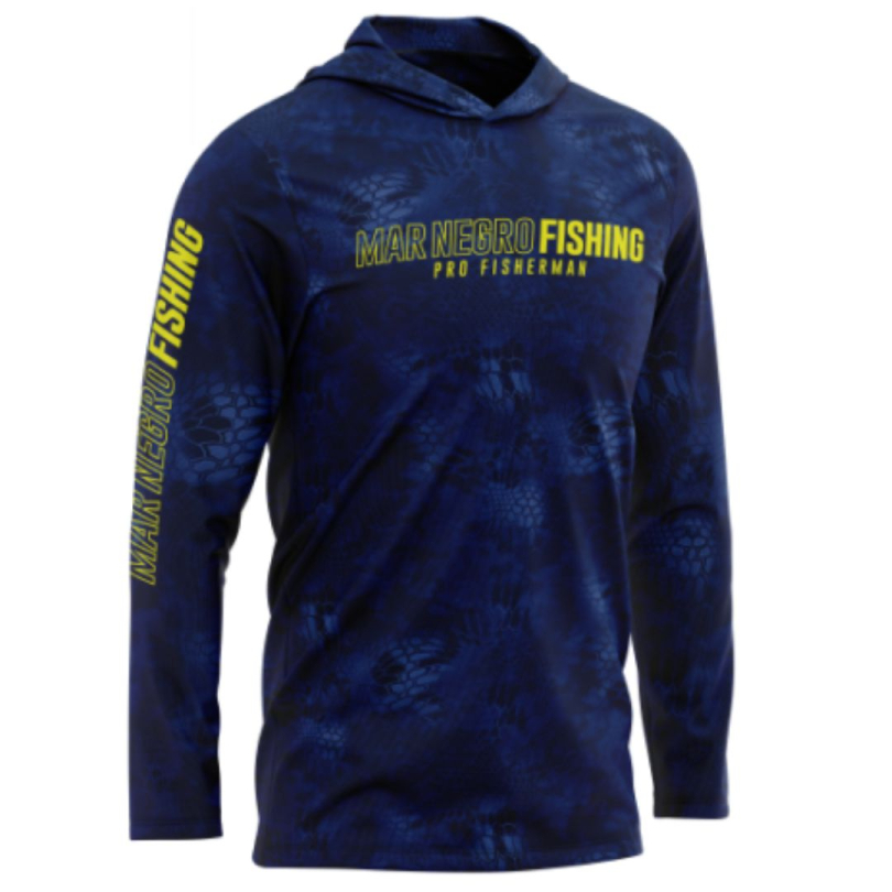 Camisa para Pesca Mar Negro Sublimada com Capuz – Blue (P ao GG)