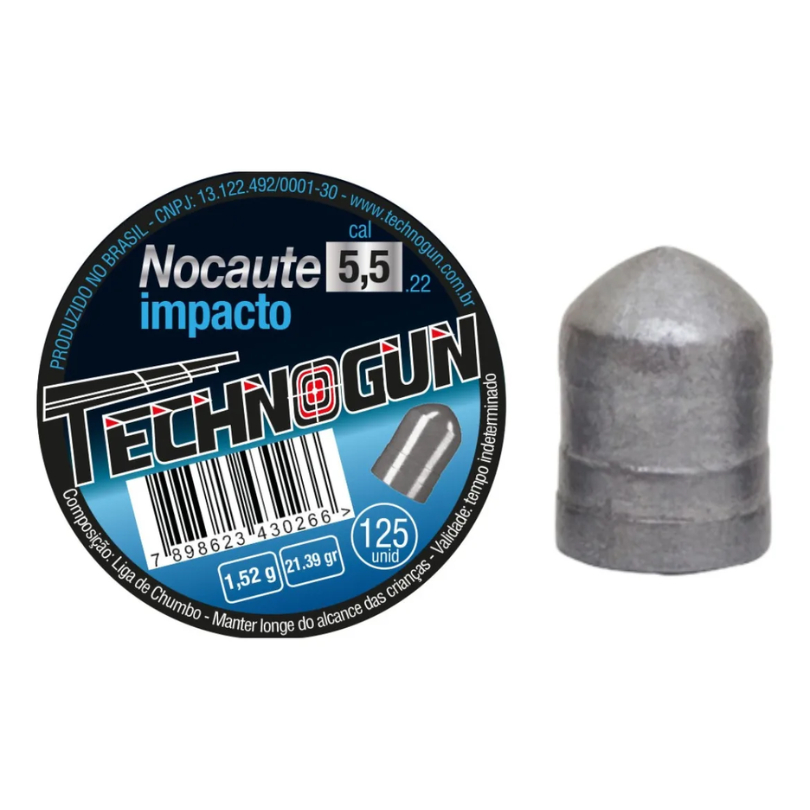 Chumbinho Pressão Nocaute Impacto 5.5mm Carabina