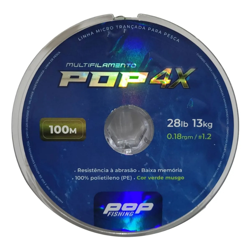 Linha Multifilamento Pop 4x 0,18mm 100mts Verde-musgo