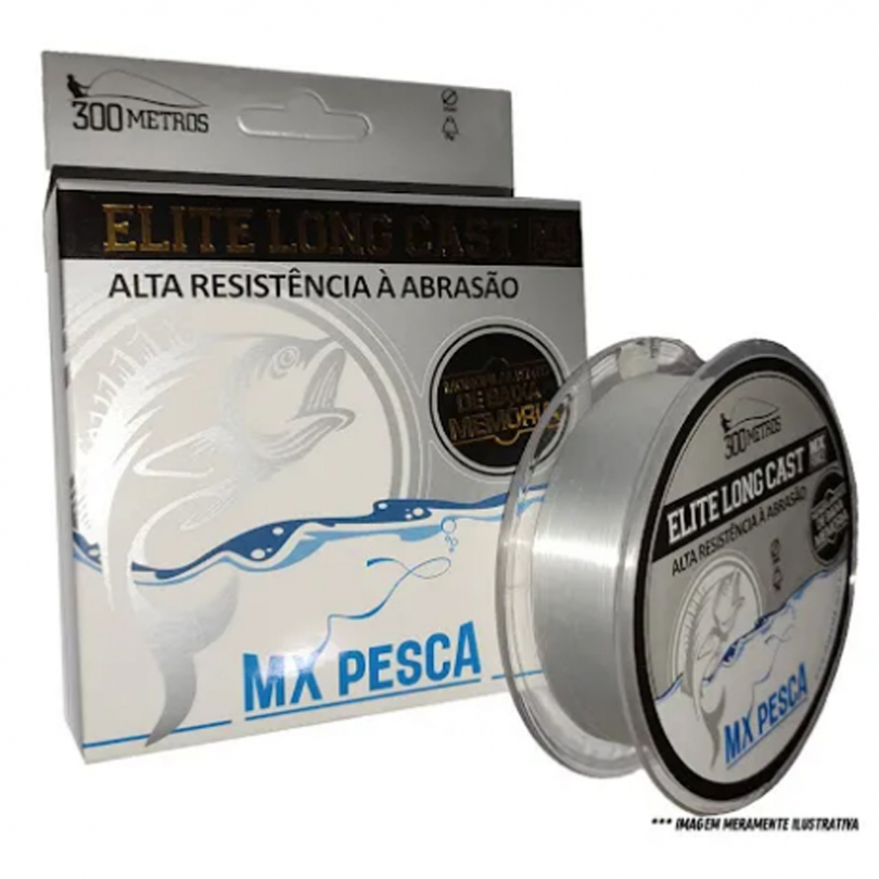 Linha Monofilamento Mx Pesca Elite Long Cast - 300m - Transperente 0,40