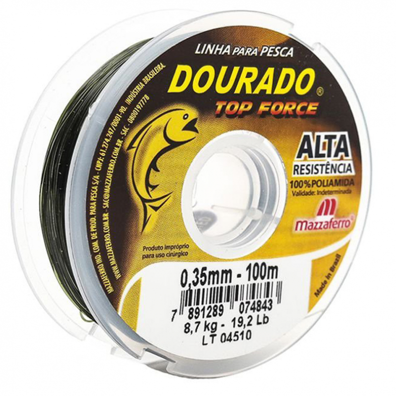 Linha de Pesca Monofilamento Dourado Top Force 100mt 0,40