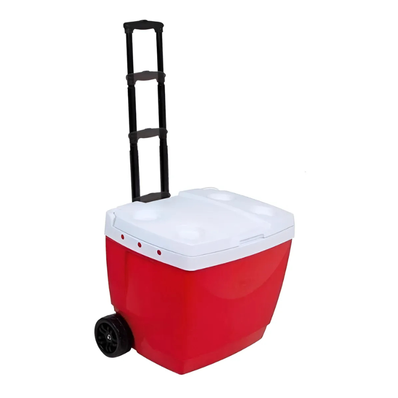 Caixa Térmica 42l Com Rodas E Alça Vermelha Mor