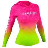 Camisa De Pesca C Capuz Caveira Rosa Feminina Mar Negro ( P ao GG )